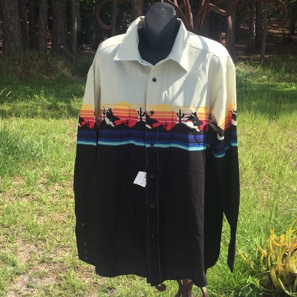 🤠 NWT Awesome Mens Unisex Fun Cowboy Style Shirt Sz Large Wardrobe Must Have🤠 - Picture 3 of 11
